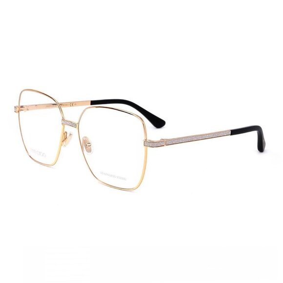 NEW JIMMY CHOO GOLD CLEAR JC354 02M2 00 WOMEN SQUARE EYEGLASSES